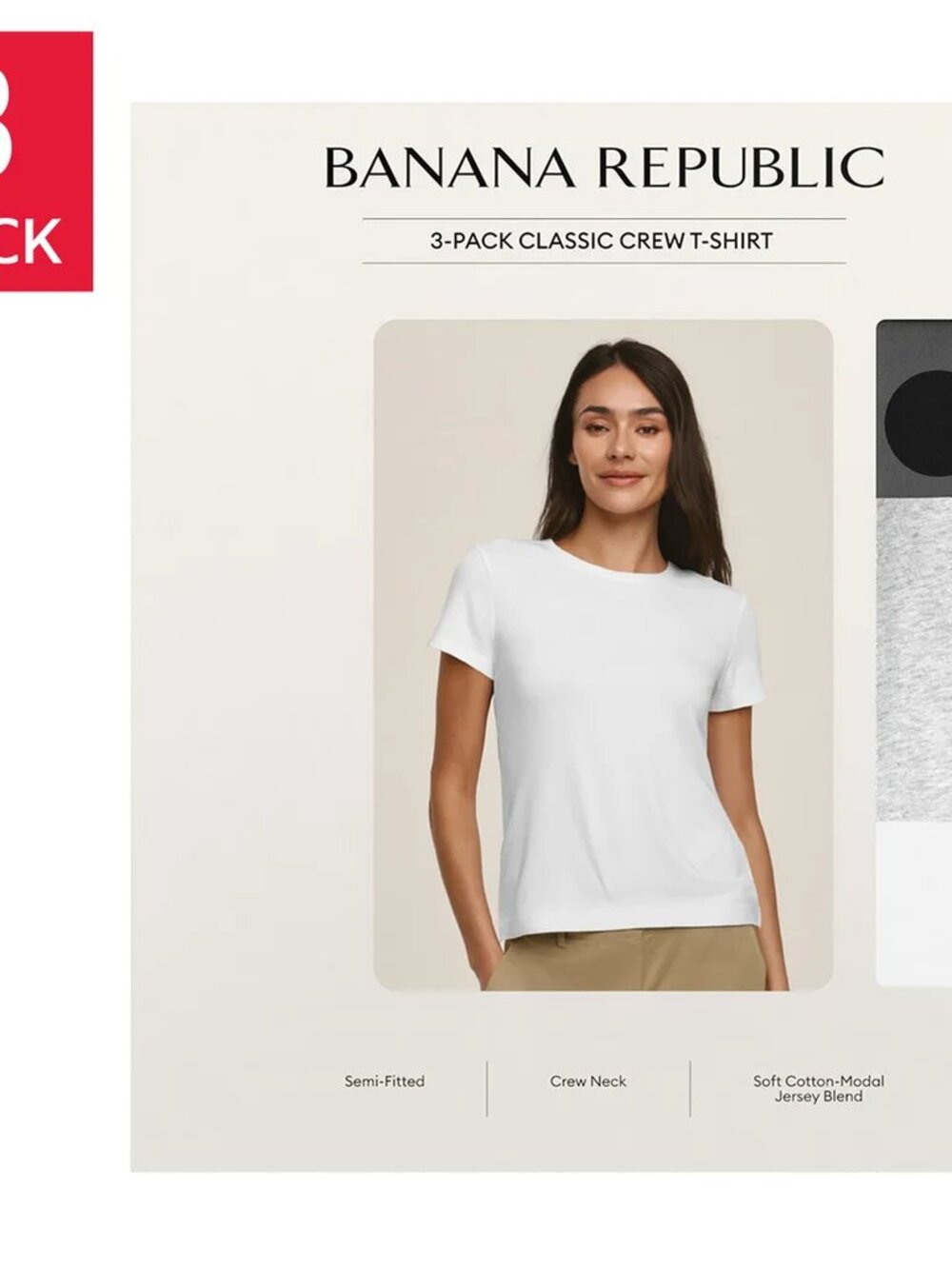 Banana Republic Women's Classic Crewneck T-Shirt, 3-pack